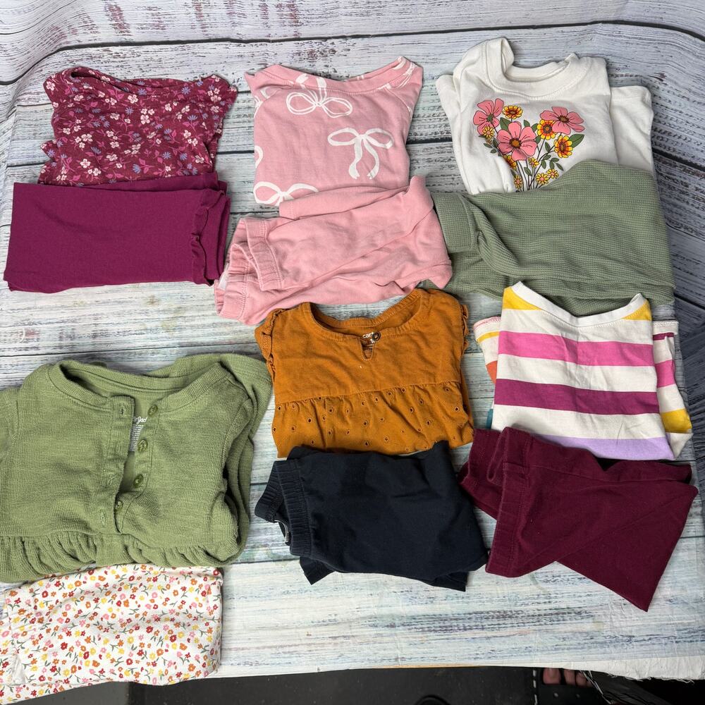 Baby Girl 18M Clothing Lot 6 Outfits 12pc Long Sleeve Pants Carter's Cat Jack